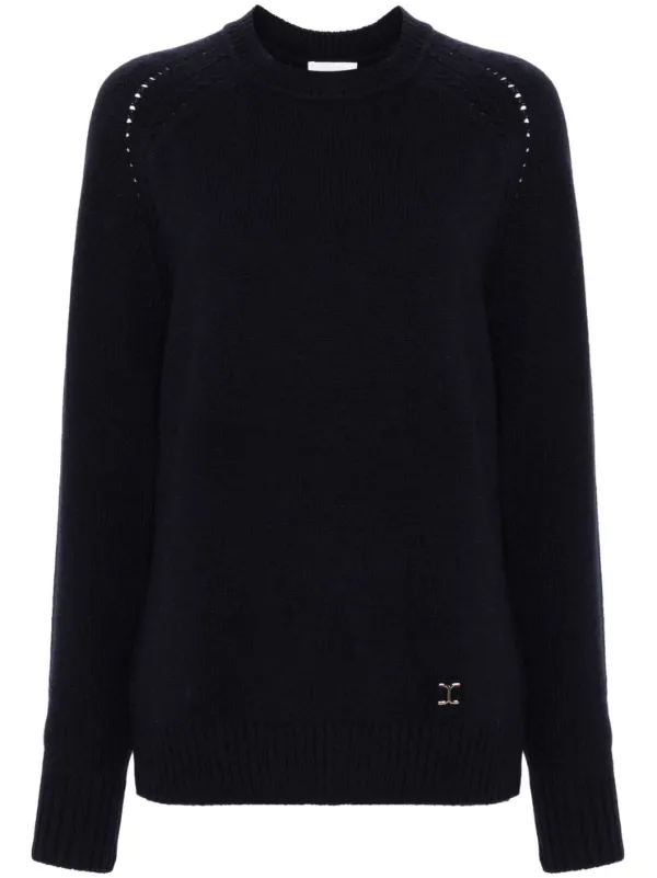 Chloé Marcie-plaque Cashmere Blend Jumper in Blue