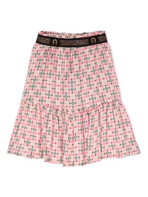 Aigner Kids geometric-print tiered skirt 