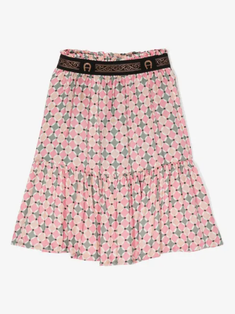 Aigner Kids falda drapeada con estampado geométrico