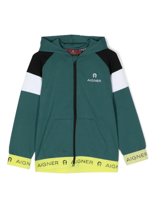 Aigner Kids logo-embroidered colour-block Track Jacket Green