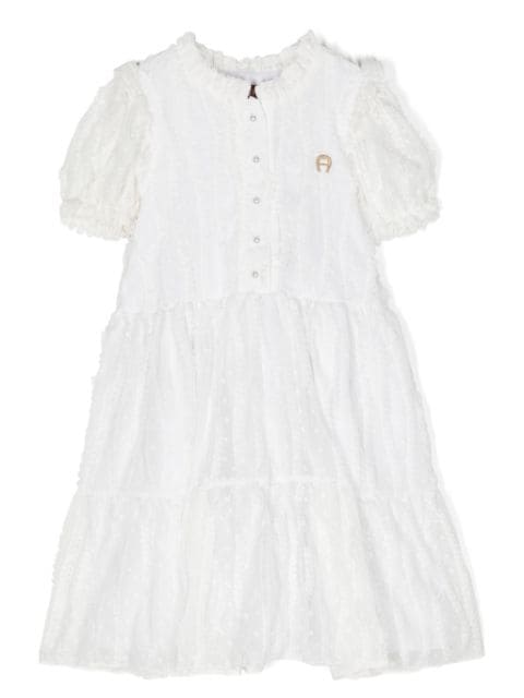 Aigner Kids logo-embroidered tiered skirt
