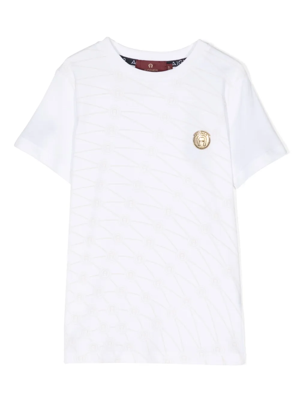 aigner kids t-shirt à imprimé monogrammé - blanc