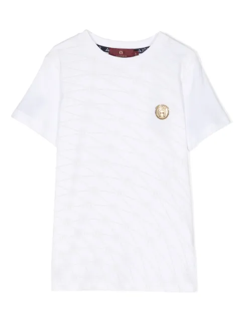 Aigner Kids rubberised-logo monogram-print cotton T-shirt