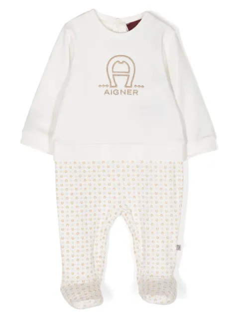 Aigner Kids logo-embroidered cotton romper