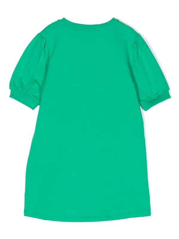 Aigner Kids holographic-detail short-sleeve Dress | Green | FARFETCH