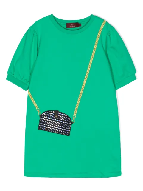 Aigner Kids holographic-detail short-sleeve dress