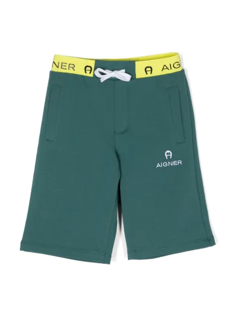 Aigner Kids logo-embroidered cotton shorts