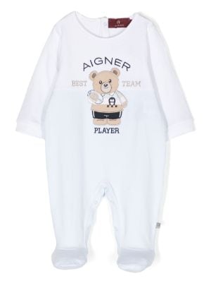 Aigner Kids Teddy bear print Cotton Romper Farfetch