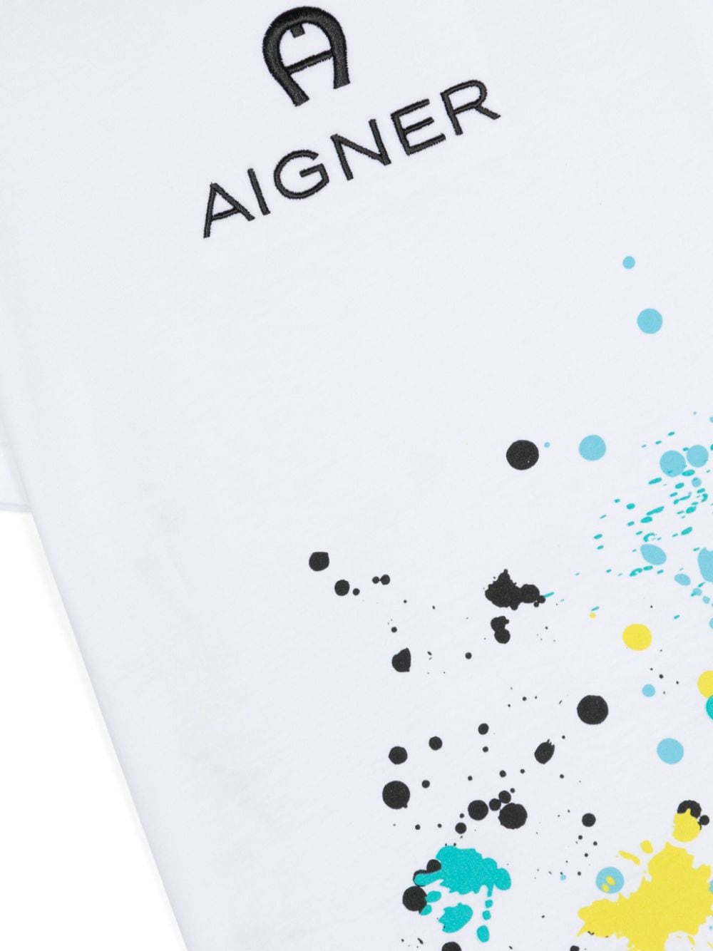 Shop Aigner Logo-embroidered Paint Splatter-print T-shirt In White