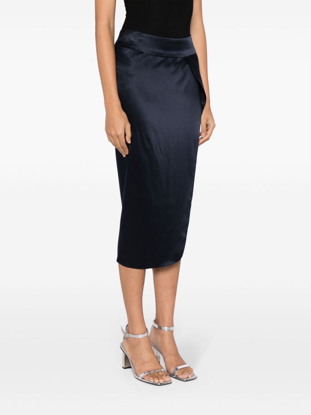 Shop Michelle Mason Silk Wrap Skirt In Blue