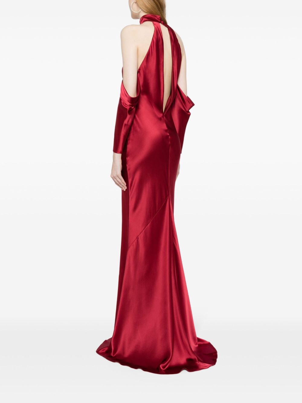 Michelle Mason Maxi-jurk met halternek Rood