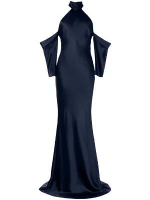 Michelle Mason Backless halter-neck Tie Gown | White | FARFETCH