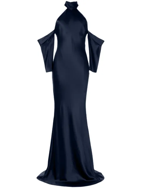 Michelle Mason halterneck drop-sleeve maxi dress