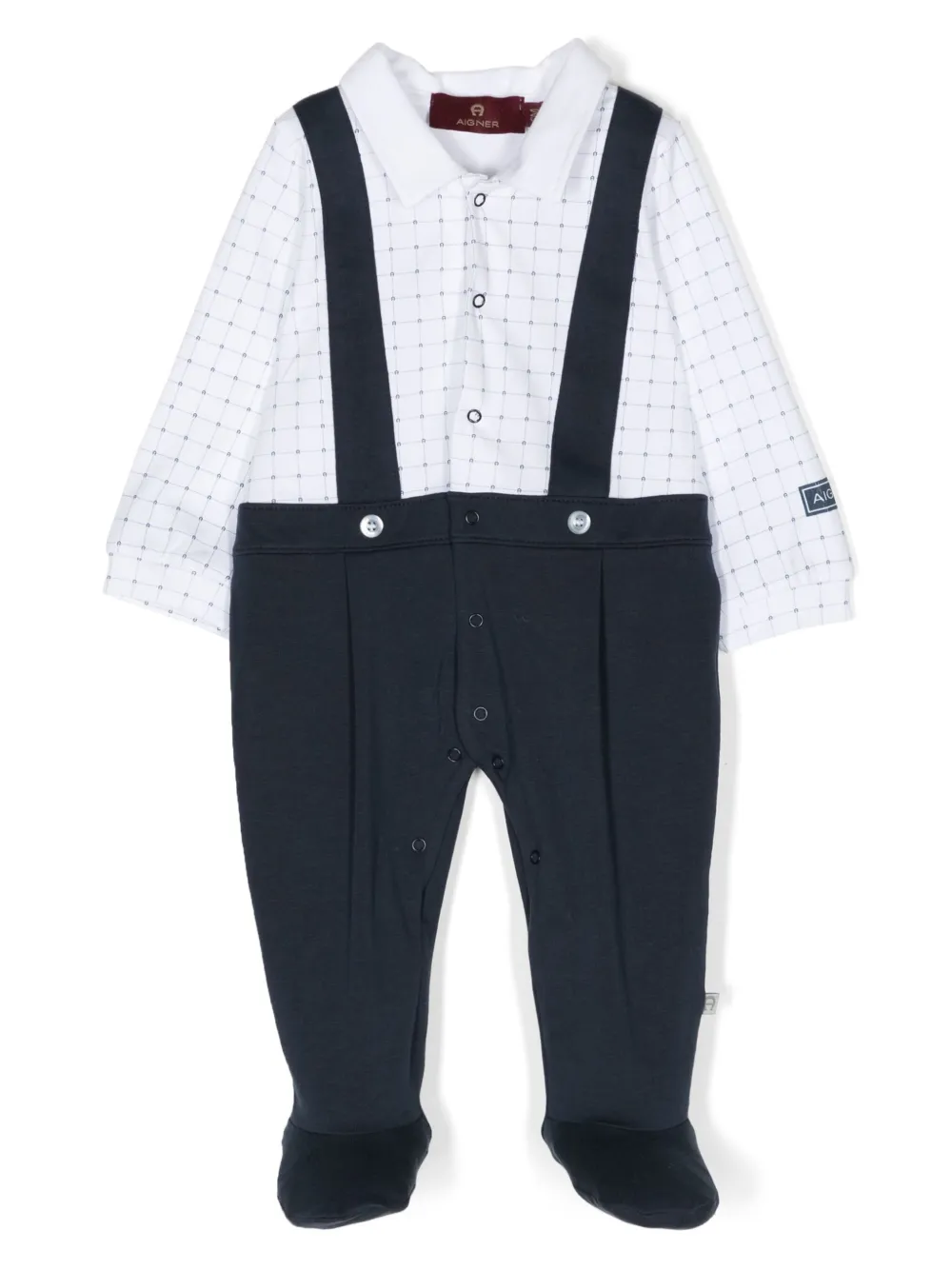 Aigner Babies' Grid-pattern Cotton Overalls In White