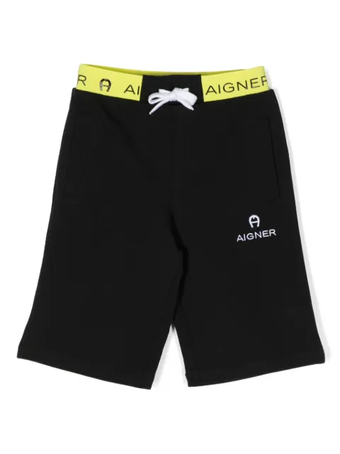 Aigner Kids شورت قطن مطرز بشعار الماركة