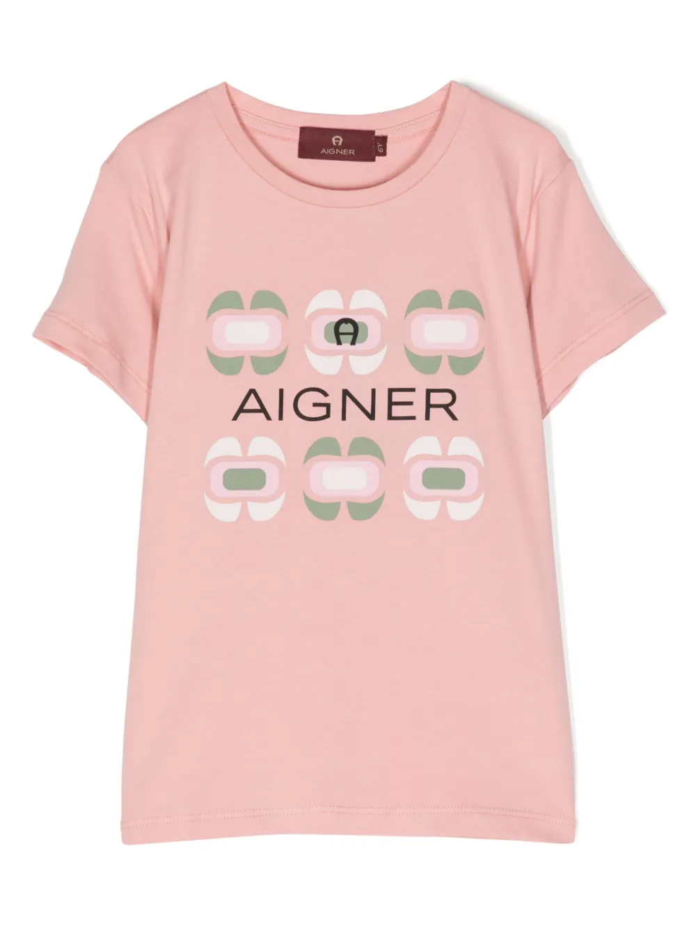 Aigner Kids' Logo印花棉t恤 In Pink