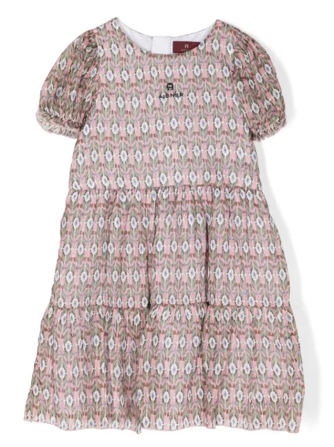 Aigner Kids geometric-print tiered dress