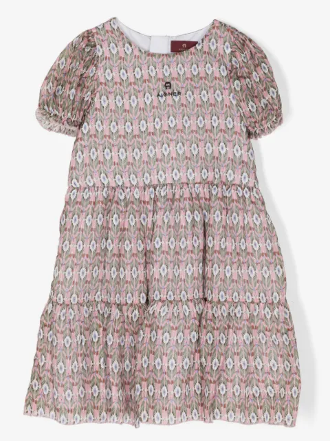 Aigner Kids geometric-print tiered dress