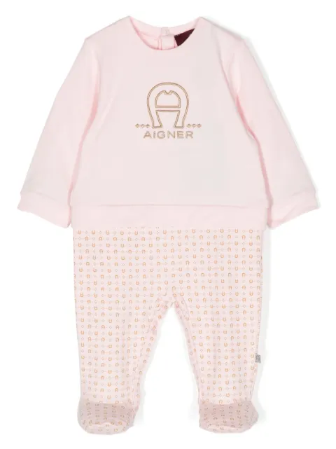 Aigner Kids logo-embroidered cotton romper