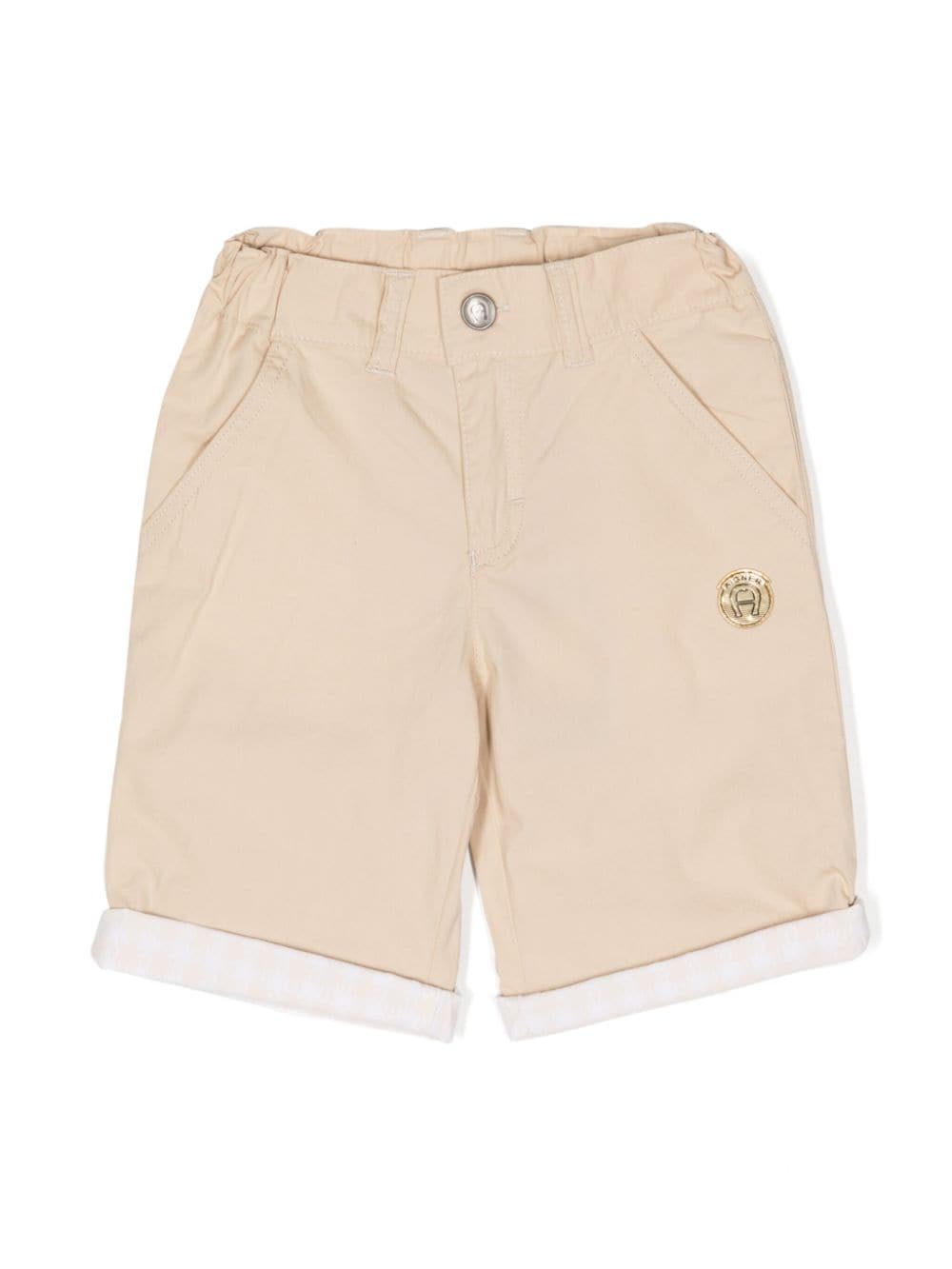 Aigner Kids' Rubberised-logo Cotton Shorts In Neutrals