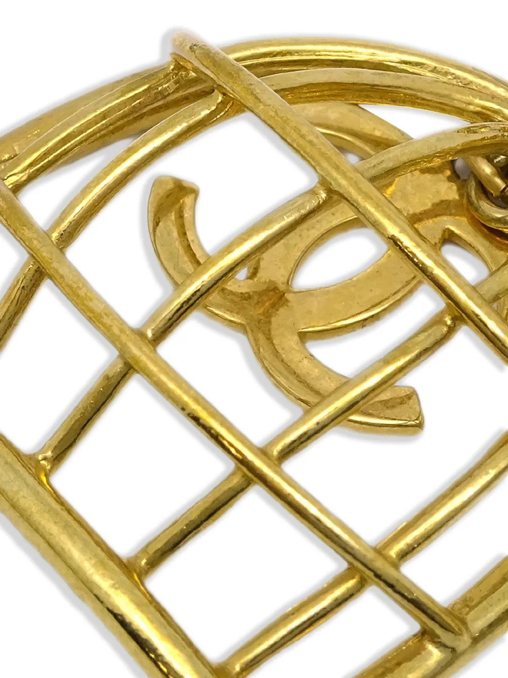 CHANEL Pre-Owned 1994 CC birdcage-motif clip-on earrings | Image 2