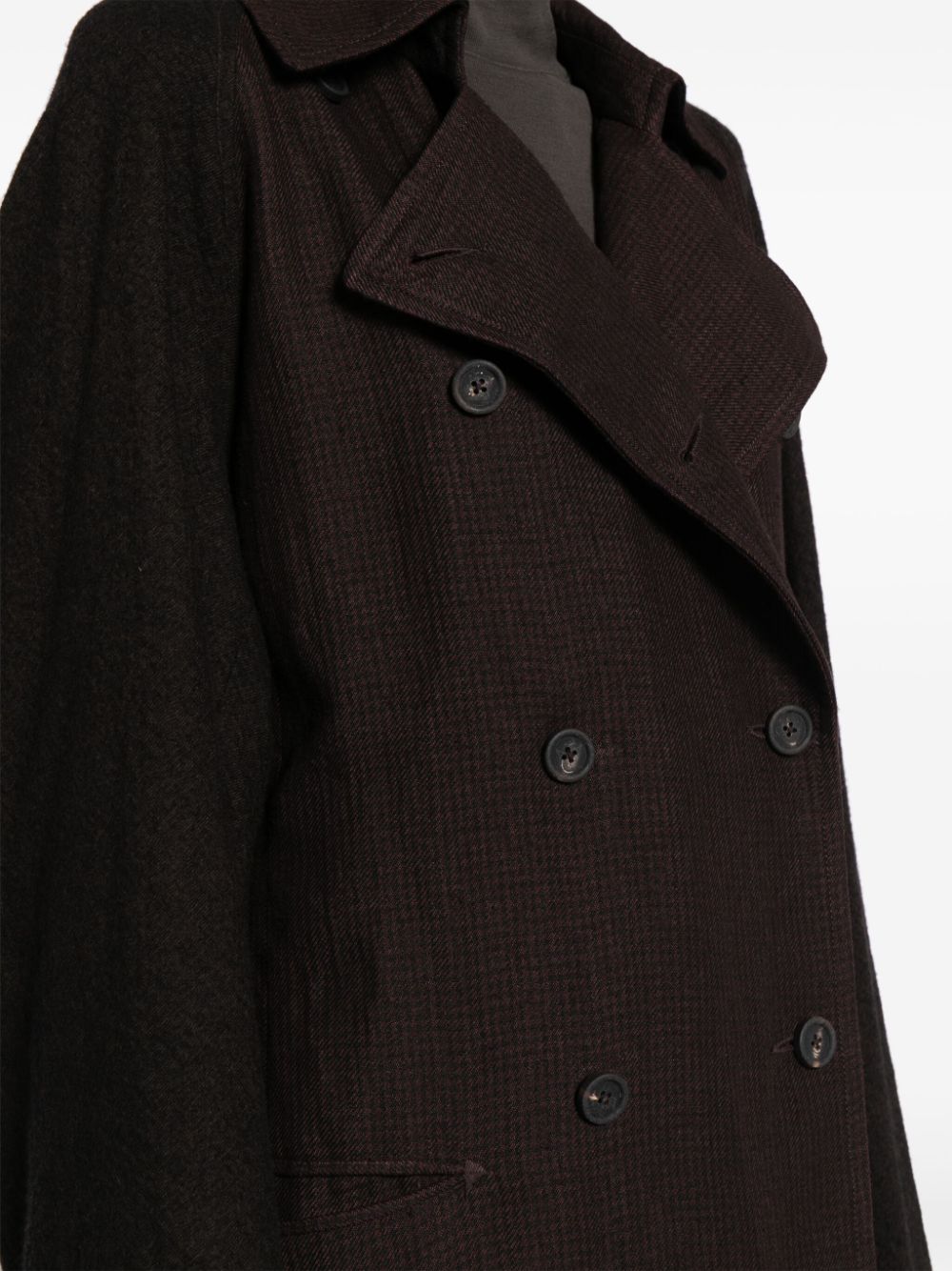 Shop Ziggy Chen Double-breasted Wool Coat In Brown