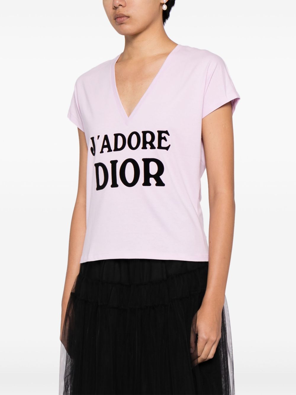 Pre-owned Dior 2003 J'adore  V-neck T-shirt In Pink