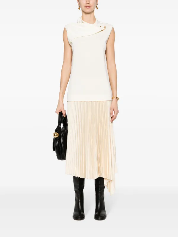【関税&送料込】Jil Sander Ivory Viscose Blend Sleeveless Ov Jil Sander Linen Sleeveless Top with V-neckline and Fringe