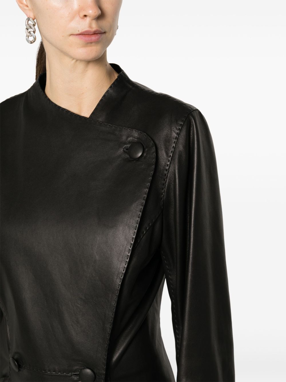 Shop By Malene Birger ´sirrena Leather Coat In Black