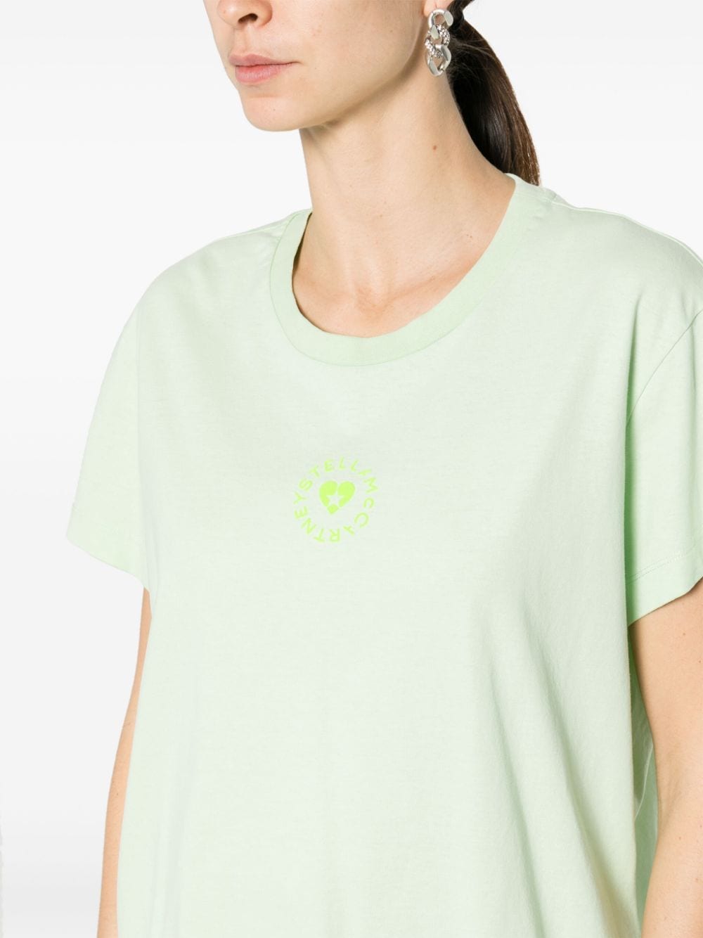 Shop Stella Mccartney Lovestruck Logo Cotton T-shirt In Green