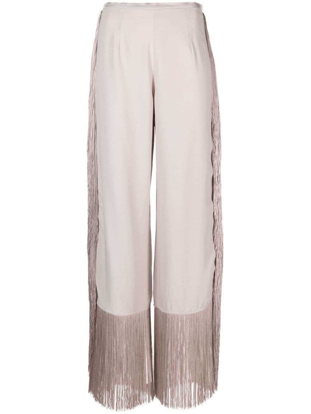Shop Taller Marmo Nevada Fringed Wide-leg Trousers In Silver