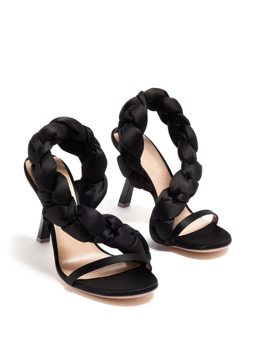 Shop Sebastian Milano Untangled 95mm Braided Satin Sandals In Black