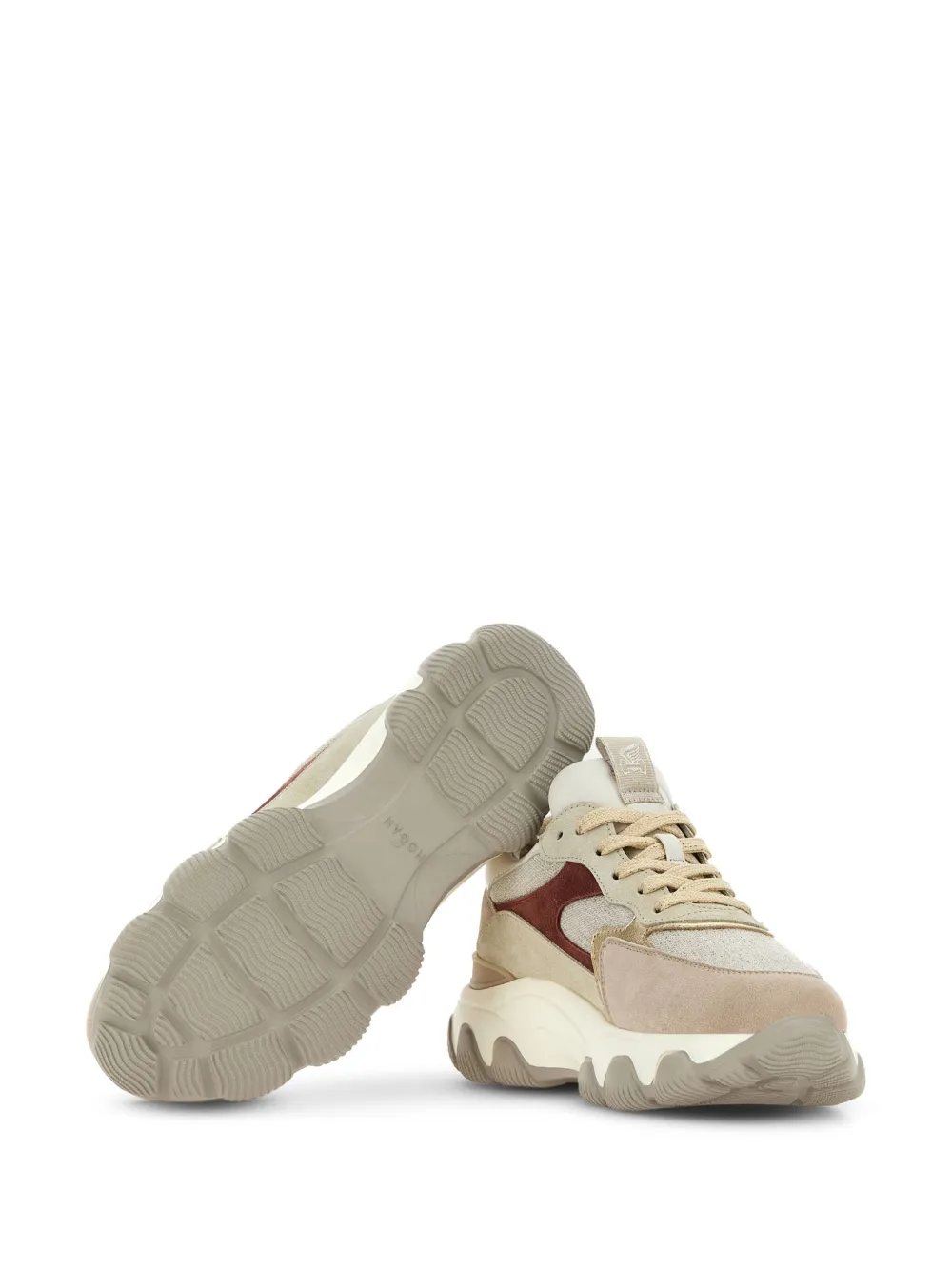 Hogan Hyperactive panelled low top sneakers women Linen Flax Rubber Fabric Suede 38 Neutrals