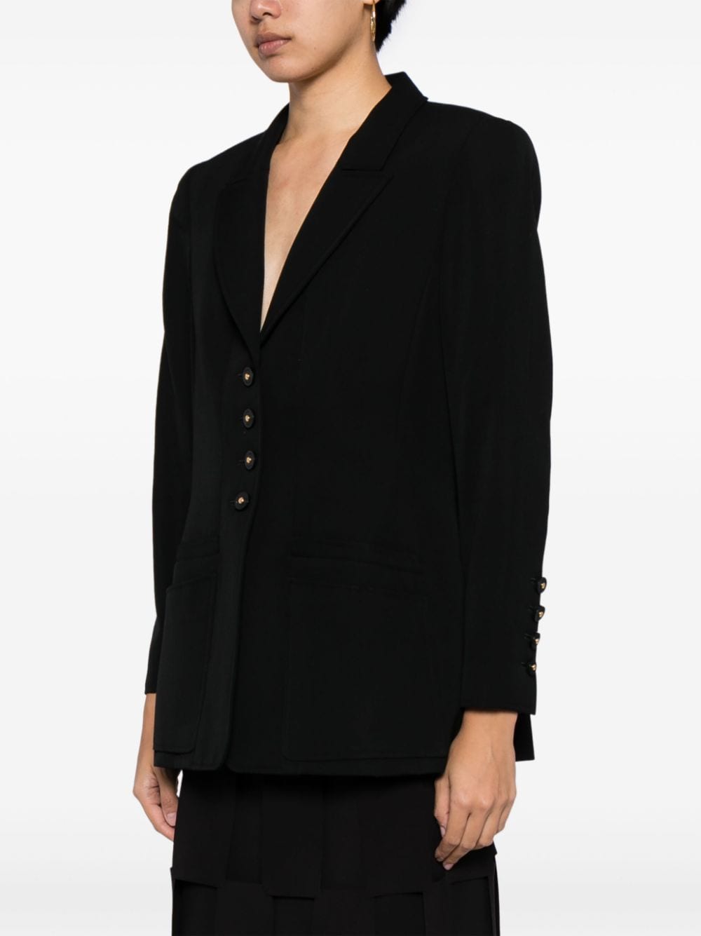 Pre-owned Chanel 1997 Single-breasted Wool Blazer In Black