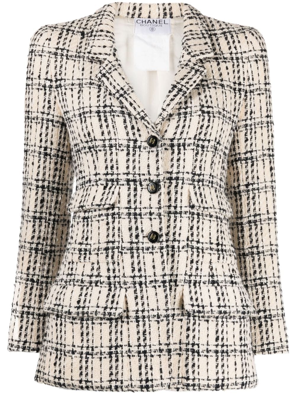 Pre-owned Chanel 1990s Cc-buttons Tweed Jacket In Neutrals