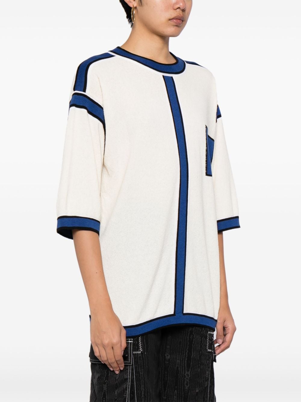 Pre-owned Fendi Panelled Knit T-shirt In Blue