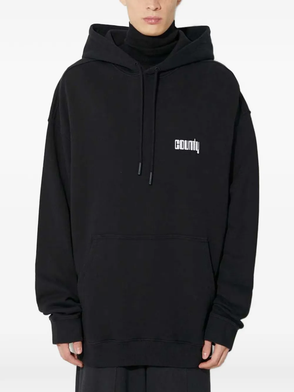 COUNTY OF MILAN drawstring graphic hoodie - Nero