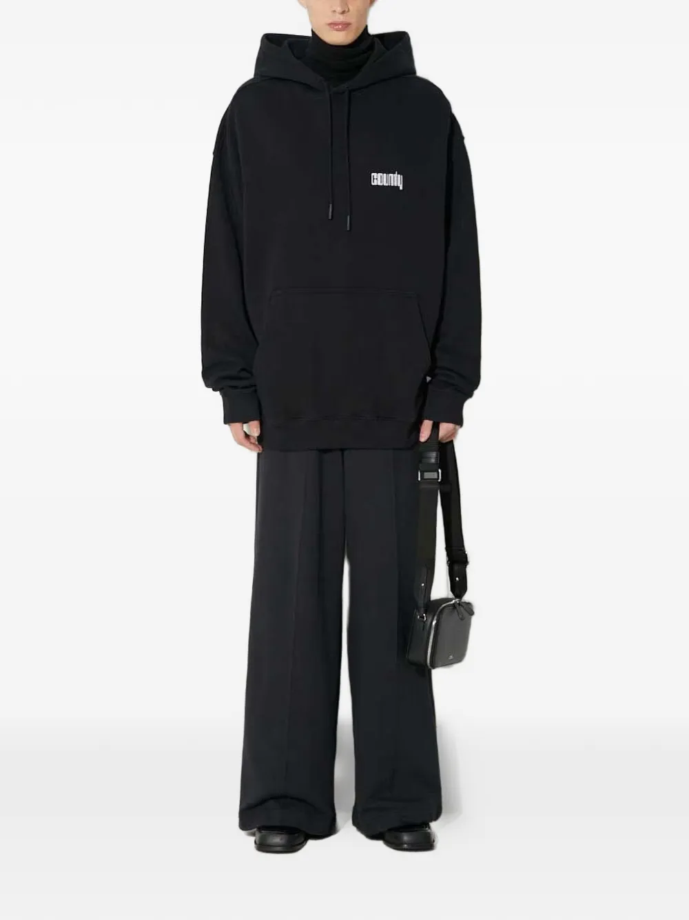 COUNTY OF MILAN Hoodie met trekkoord en grafische print Zwart