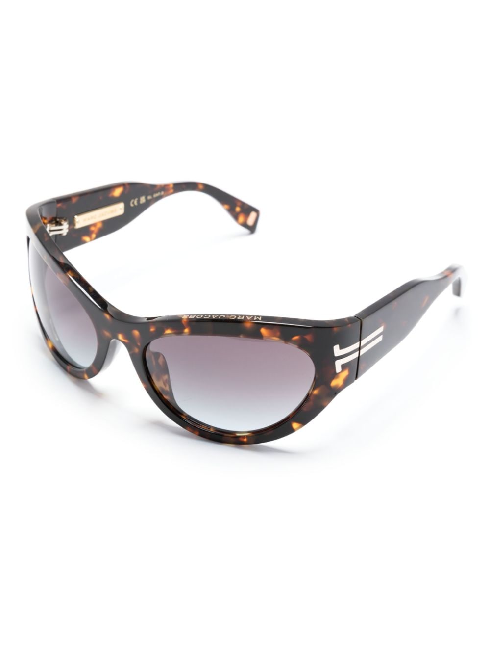 Shop Marc Jacobs Tortoiseshell Wraparound-frame Sunglasses In Brown