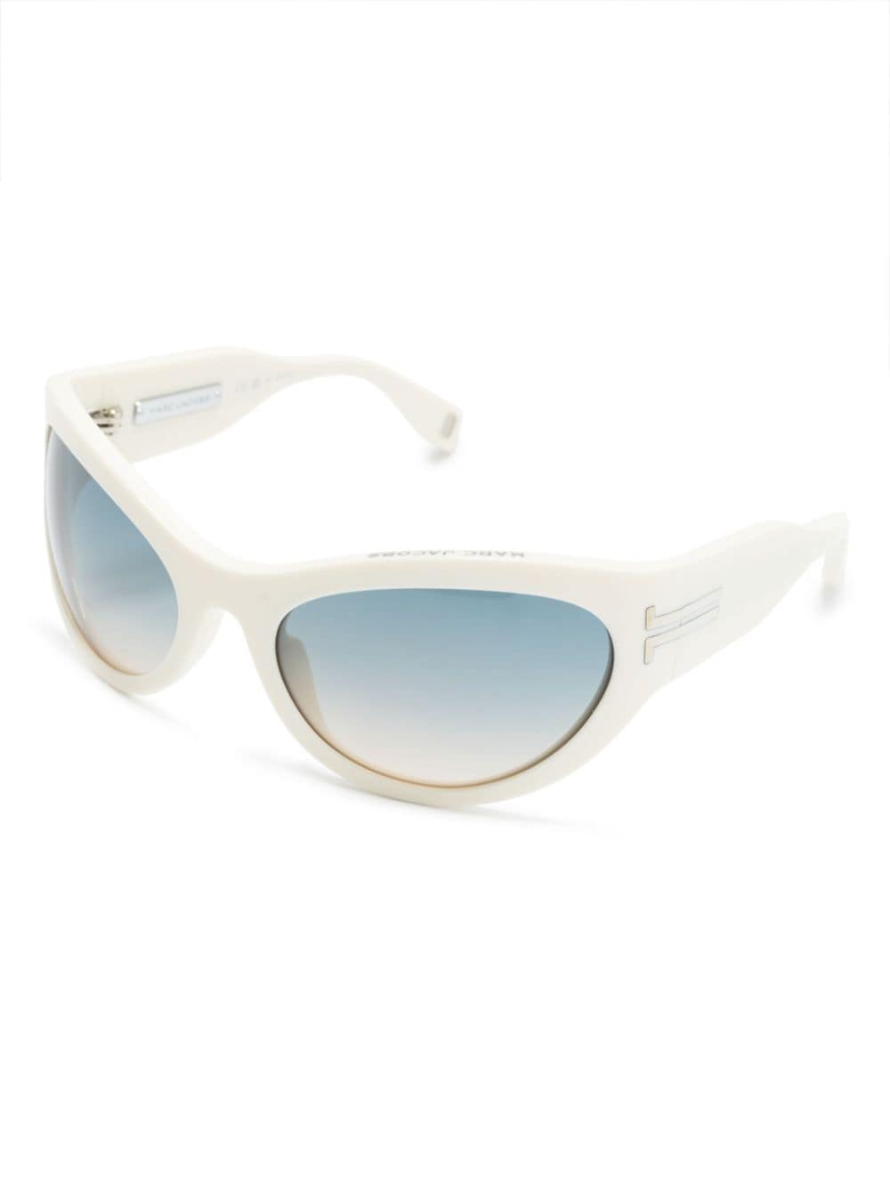 Shop Marc Jacobs Icon Wrapped Oval-frame Sunglasses In Neutrals