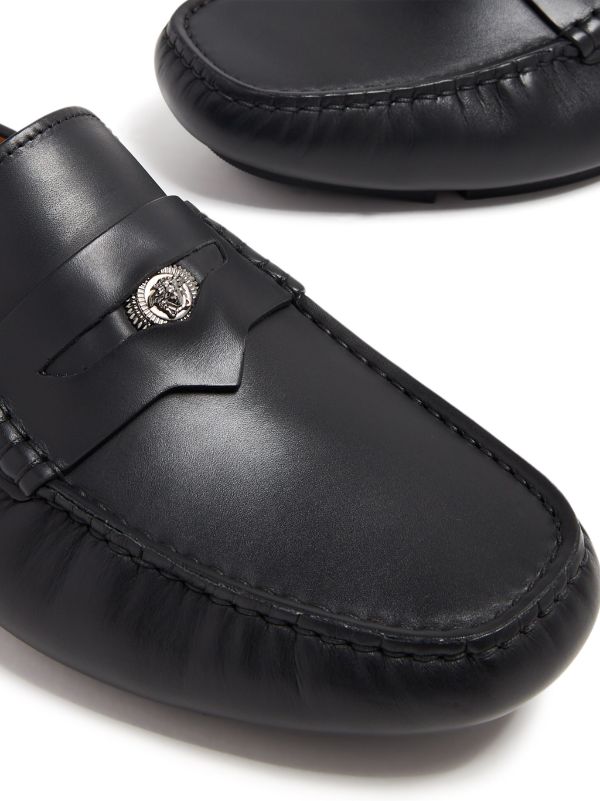 Versace Medusa Leather Drivers in Black for Men