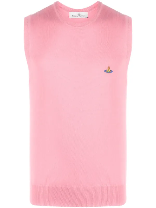 Vivienne Westwood Orb-embroidered Virgin Wool Vest | Pink | FARFETCH 