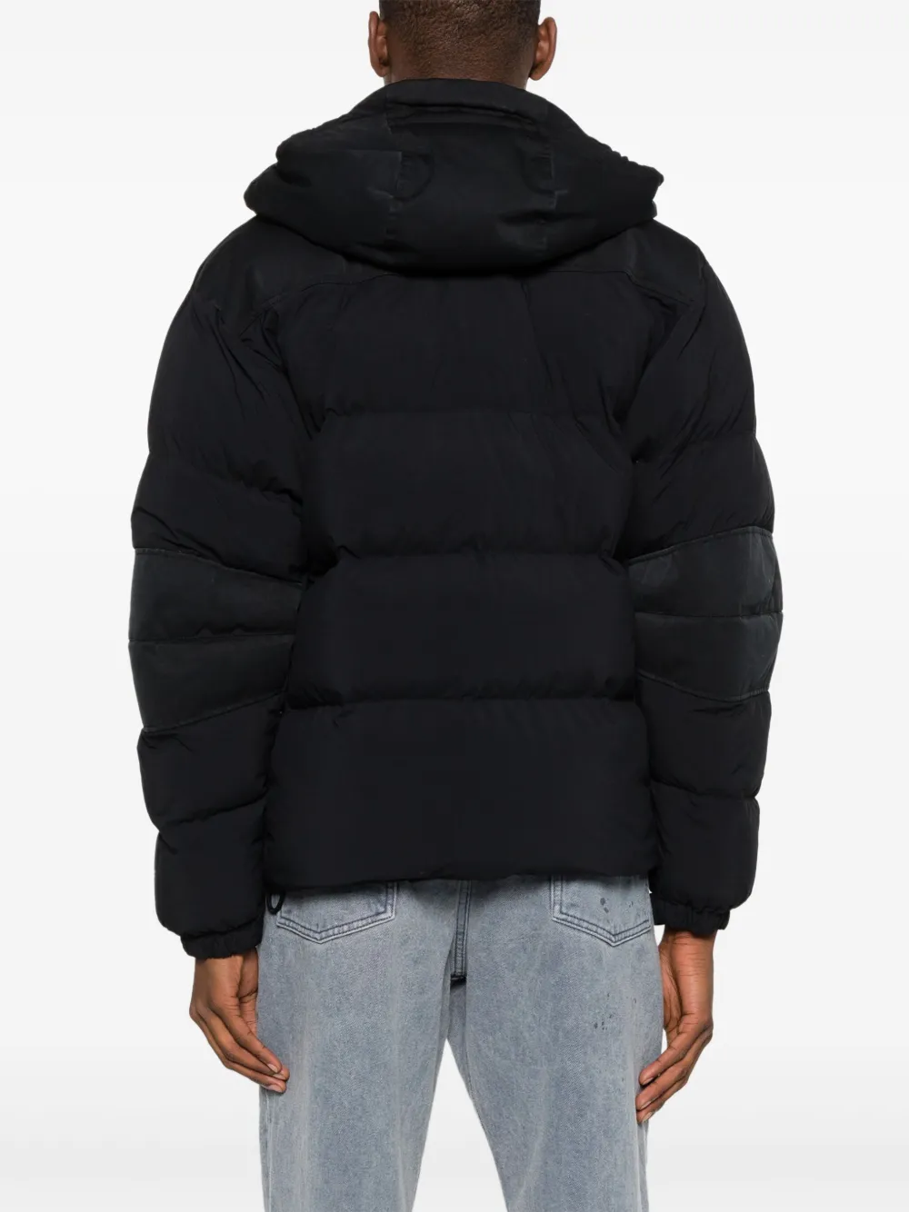 Shop Ten C Vail Combo Hooded Down Jacket In Black