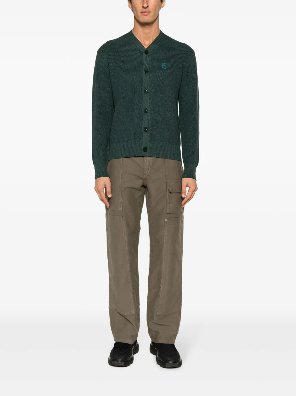 Etudes Boris logo-patch cardigan - Groen