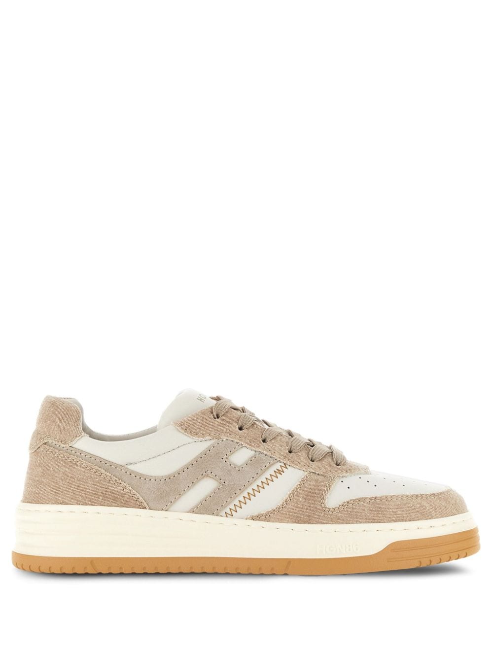 Hogan H630 Lace-up Leather Sneakers In Nude
