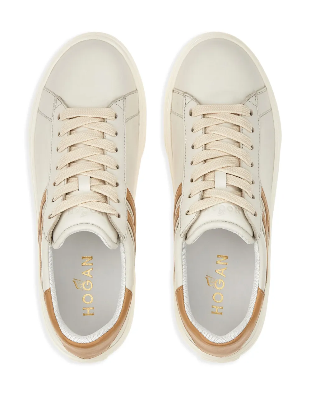 Shop Hogan H365 Leather Low-top Sneakers In Neutrals