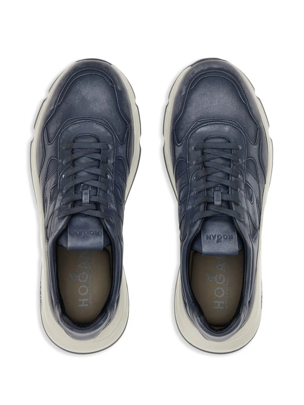Hogan Hyperlight Distressed Leather Sneakers In Blue