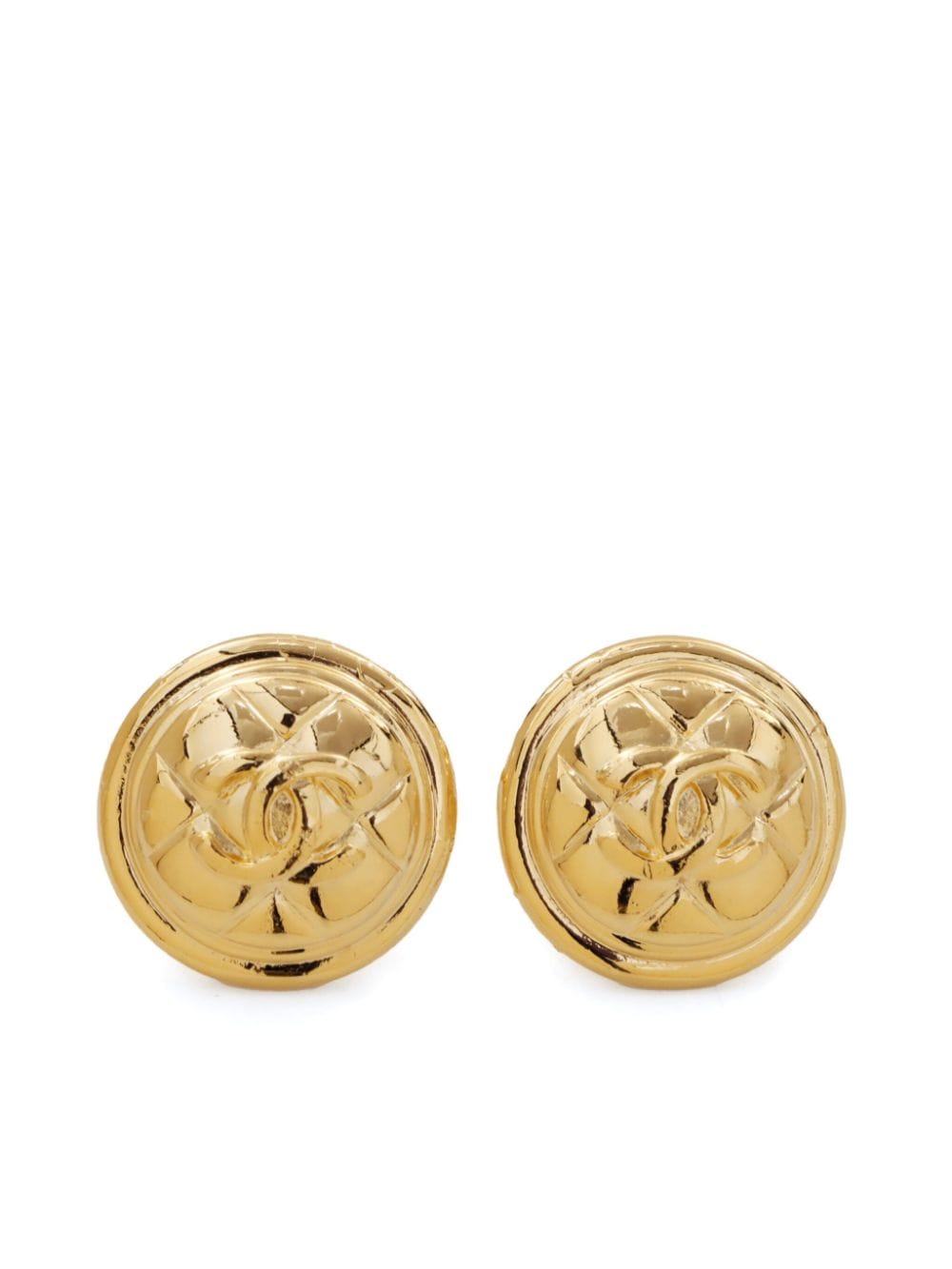 Pre-owned Chanel 1980s-1990s Coco Mark Clip-on Earrings In Gold