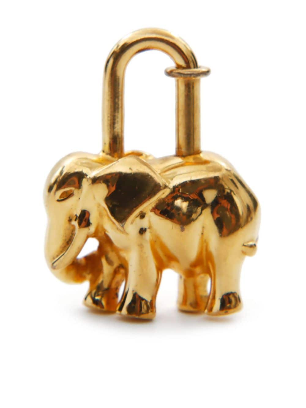 Pre-owned Hermes 2000s  Elephant Cadena Bag Charm In Gold