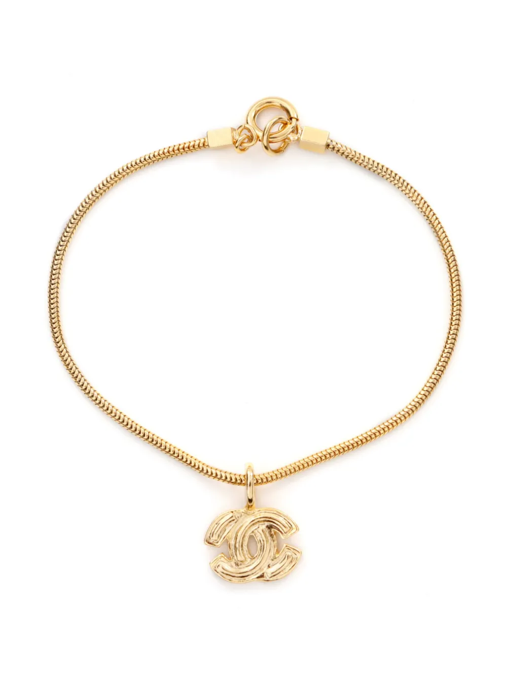 CHANEL Pre-Owned 2001 Coco Mark snake-chain bracelet - Goud
